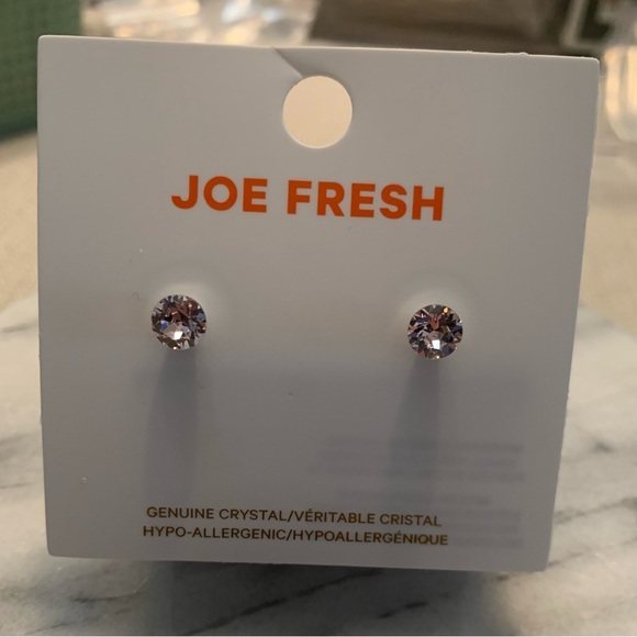 Joe Fresh Hypo-Allergenic Pink Crystal Stud Earrings - Picture 1 of 3